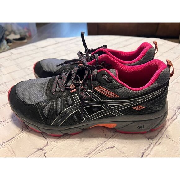 Asics Women's Size 10 Wide Gel Venture 7 Athletic Sneaker Gray Pink Running Shoe - Picture 3 of 11